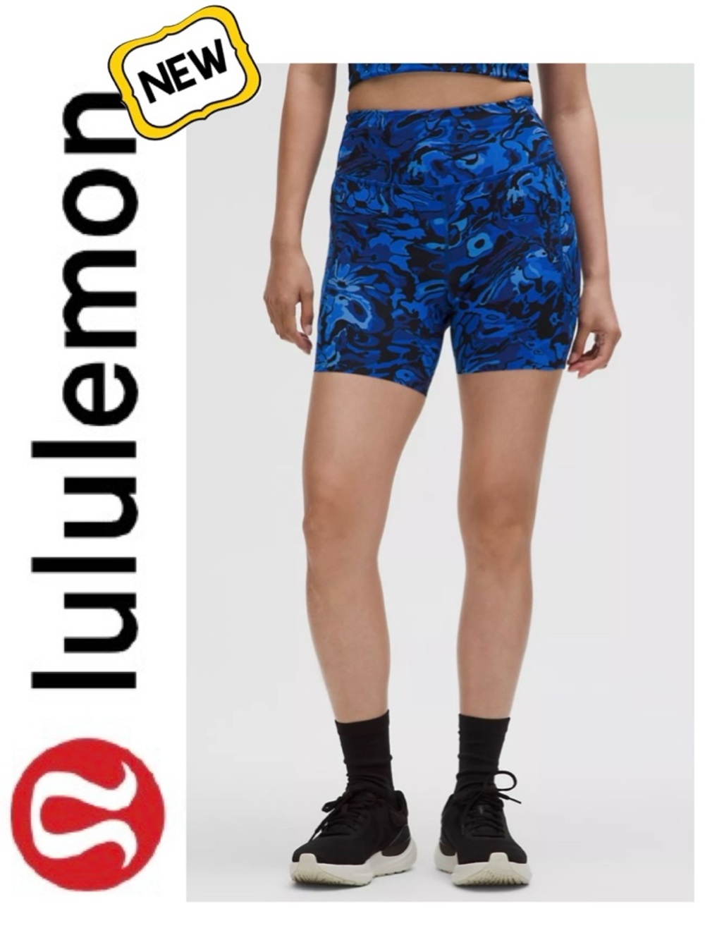 New LULULEMON Fast and Free 6" Short Flower Meld Galactic Cobalt Pockets Women 4